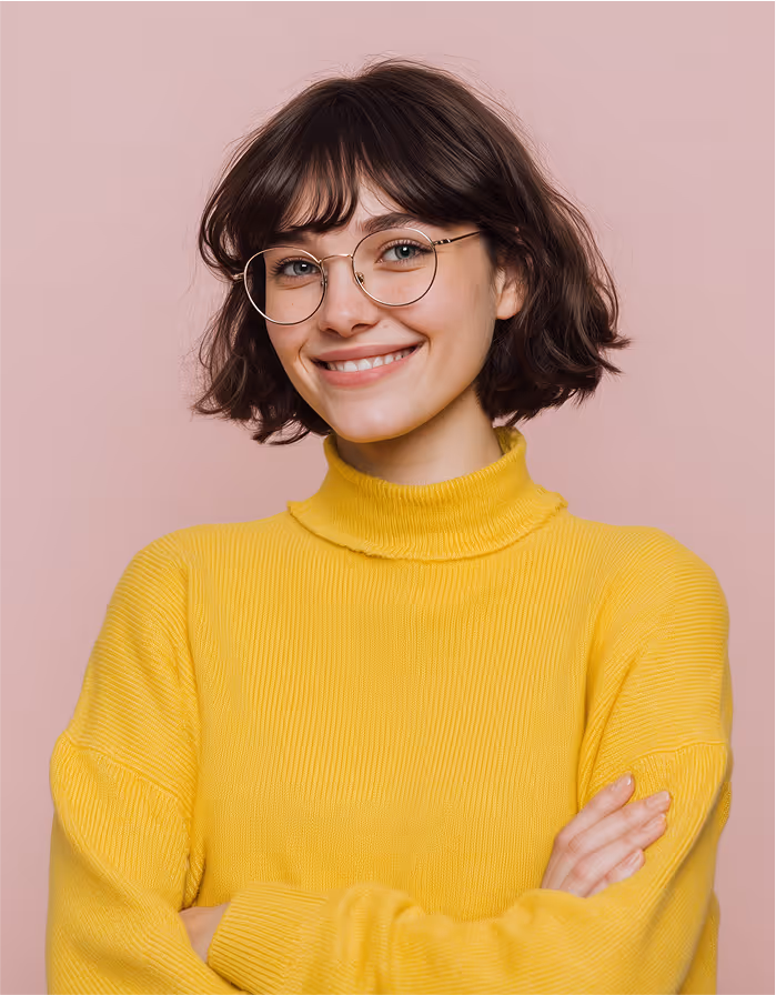 Une personne souriante, représentant une relation de confiance avec ses clients.